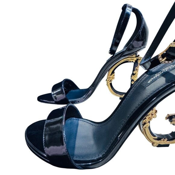 Dolce & Gabbana Keira DG Sculpted High Heel Leather Sandals Black NIB MSRP $1345 - Picture 15 of 15